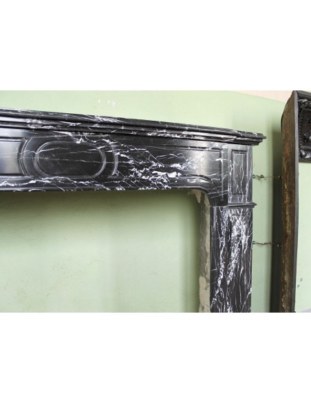 307 LOUIS XIV "PARISIENNE" FIRE SURROUND CARVED IN BLACK MARQUINIA MARBLE