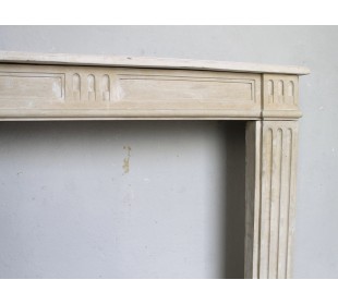 Antique Neoclassical fireplace mantel carved in beige stone 2