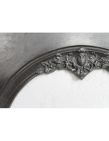 006 GH ANTIQUE MAJORELLE "OEIL DE BOEUF" CAST-IRON FIREPLACE MANTEL