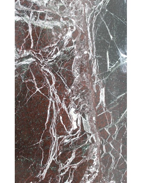 311 LOUIS XIV "BOUDIN ARRONDI" FIREPLACE MANTEL IN ROUGE LEVANTO MARBLE WITH ITS OWN ORIGINAL CAST IRON INSERT