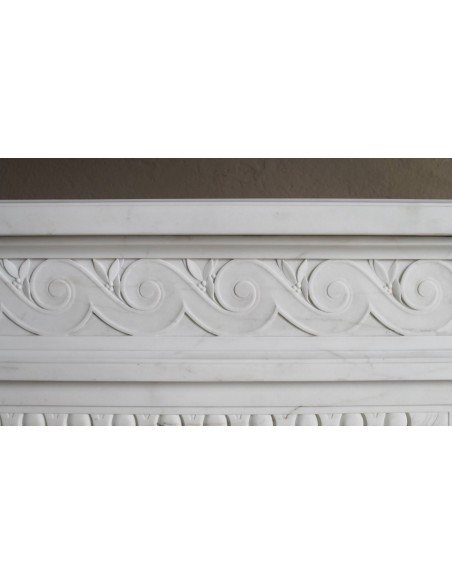 202 AG EXCEPTIONAL MONUMENTAL NEOCLASSICAL FIREPLACE IN PURE WHITE STATUARY CARRARA MARBLE