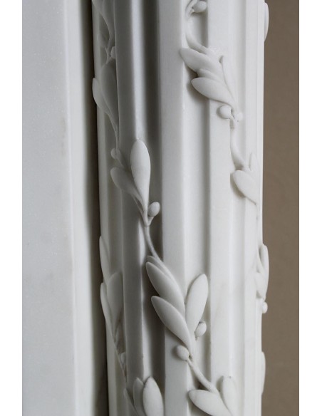 202 AG EXCEPTIONAL MONUMENTAL NEOCLASSICAL FIREPLACE IN PURE WHITE STATUARY CARRARA MARBLE