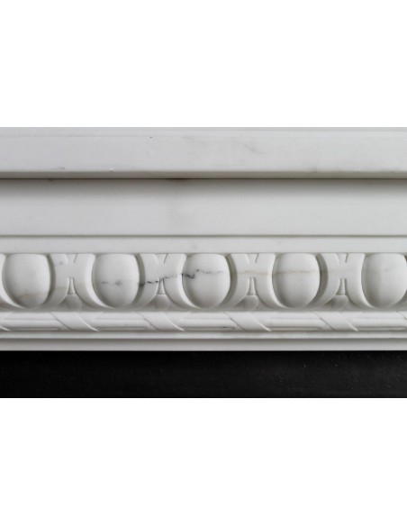 202 AG EXCEPTIONAL MONUMENTAL NEOCLASSICAL FIREPLACE IN PURE WHITE STATUARY CARRARA MARBLE