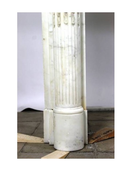 212 AG IMPORTANT ANTIQUE LOUIS XVI FIREPLACE CARVED IN WHITE STATUARY MARBLE