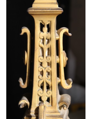 042 COPPIA DI ALARI DORATI (ORO ZECCHINO) PER...