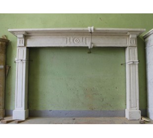 Truly antique botticino marble fireplace mantel. This marble fire surround has very big size and is offered at a bargain price.