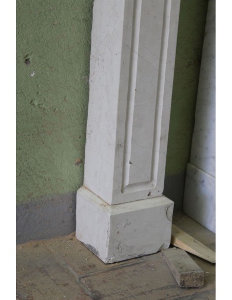 008 OCC LOUIS PHILIPPE STYLE FIREPLACE MANTEL CARVED IN WHITE BOTTICINO MARBLE