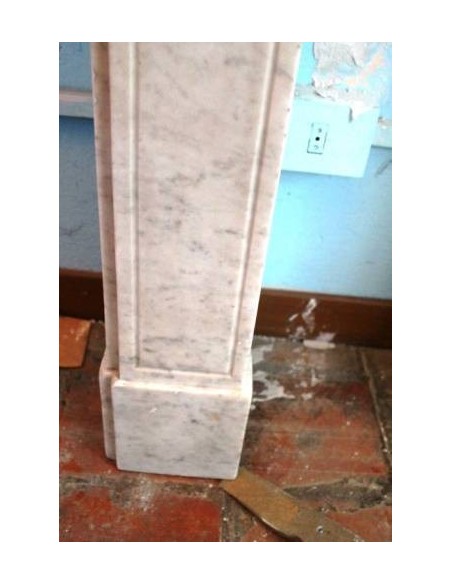 221 ANTIQUE LOUIS XVI "DEUX ROSES" FIREPLACE MANTEL IN WHITE CARRARA MARBLE