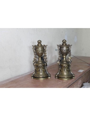 002 FINISSIMA COPPIA DI ALARI D'EPOCA NAPOLEONE III