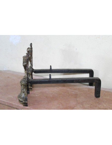 002 FINISSIMA COPPIA DI ALARI D'EPOCA NAPOLEONE III