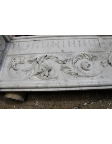 813 ANTIQUE ITALIAN FIREPLACE IN WHITE CARRARA...