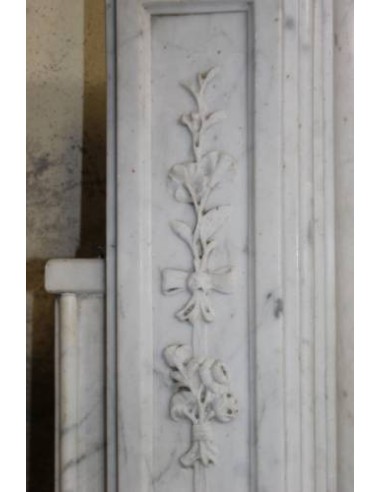 813 ANTIQUE ITALIAN FIREPLACE IN WHITE CARRARA...