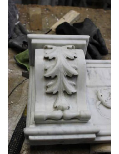 813 ANTIQUE ITALIAN FIREPLACE IN WHITE CARRARA...