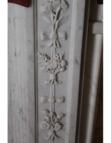 813 ANTIQUE ITALIAN FIREPLACE IN WHITE CARRARA...