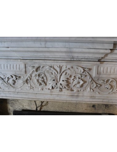 813 ANTIQUE ITALIAN FIREPLACE IN WHITE CARRARA...