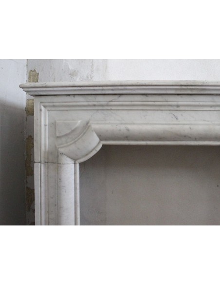 300 ANTIQUE LOUIS XIV "BOUDIN" FIREPLACE MANTEL IN WHITE CARRARA MARBLE