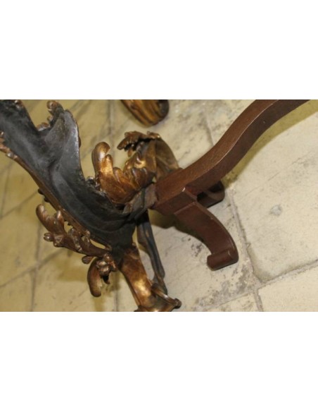 052 BELLISSIMA COPPIA ROCAILLE DI ALARI DORATI PER CAMINETTO