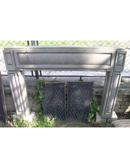 715 ANTIQUE ORIGINAL ART DECO FIREPLACE MANTEL IN ITALIAN "PIETRA SERENA" SANDSTONE