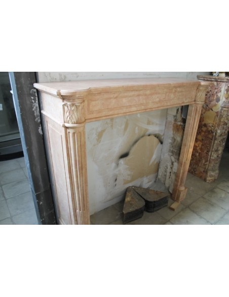 Original Neoclassical fireplace surround carved in pink marble