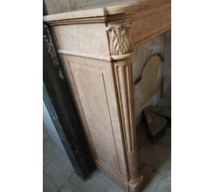 Original Neoclassical fireplace surround carved in pink marble 2
