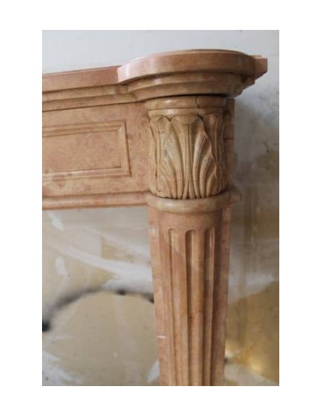 204 ANTIQUE NAPOLEON III FIREPLACE MANTEL IN PINK BURGUNDY MARBLE