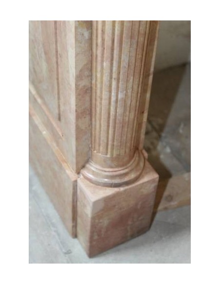 204 ANTIQUE NAPOLEON III FIREPLACE MANTEL IN PINK BURGUNDY MARBLE