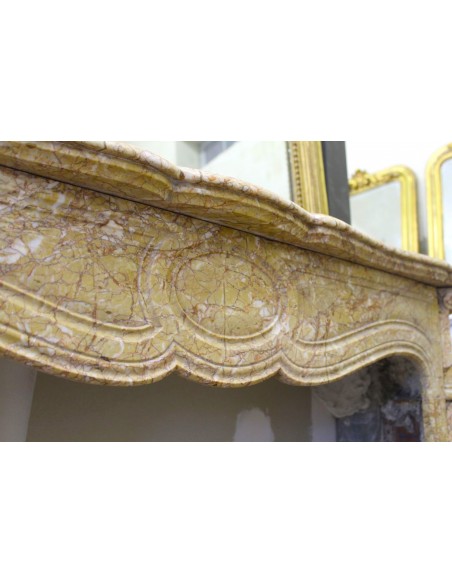 043 ORIGINAL POMPADOUR GALBÉ FIREPLACE MANTEL CARVED IN YELLOW MARBLE