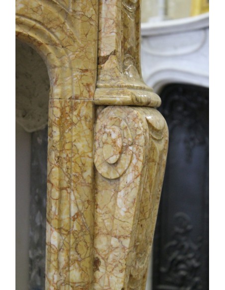 043 ORIGINAL POMPADOUR GALBÉ FIREPLACE MANTEL CARVED IN YELLOW MARBLE
