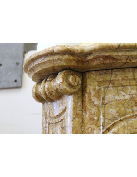 043 ORIGINAL POMPADOUR GALBÉ FIREPLACE MANTEL CARVED IN YELLOW MARBLE