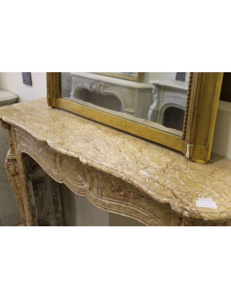 043 ORIGINAL POMPADOUR GALBÉ FIREPLACE MANTEL CARVED IN YELLOW MARBLE