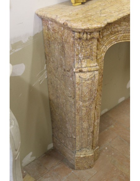 043 ORIGINAL POMPADOUR GALBÉ FIREPLACE MANTEL CARVED IN YELLOW MARBLE