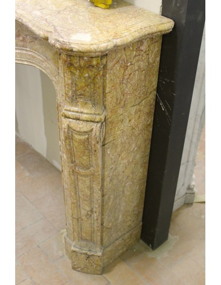 043 ORIGINAL POMPADOUR GALBÉ FIREPLACE MANTEL CARVED IN YELLOW MARBLE