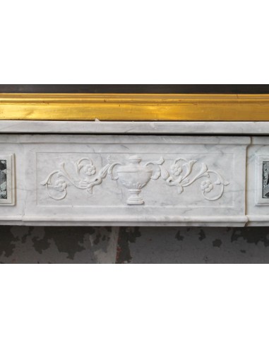236 LARGE ANTIQUE LOUIS XVI FIREPLACE MANTEL...