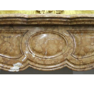 Antique original marble fireplace mantel carved in orange and red Asiago marble 2