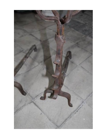 018 MONUMENTALE COPPIA DI ALARI PER CAMINO