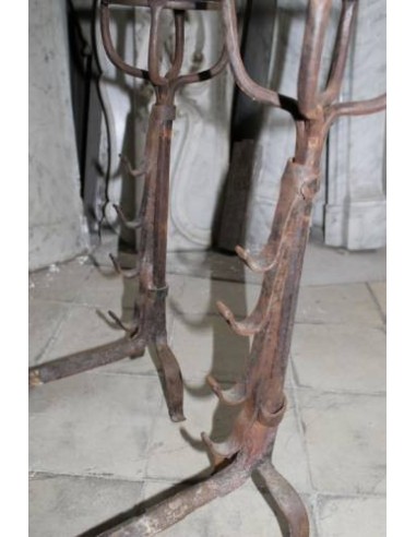 018 MONUMENTALE COPPIA DI ALARI PER CAMINO