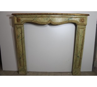 Softwood fireplace, carved in the early Art Nouveau period (late 1800s), Parisian provenance.