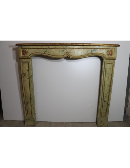 Softwood fireplace, carved in the early Art Nouveau period (late 1800s), Parisian provenance.