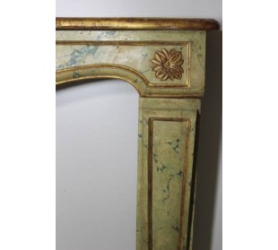 Softwood fireplace, carved in the early Art Nouveau period (late 1800s), Parisian provenance. 2