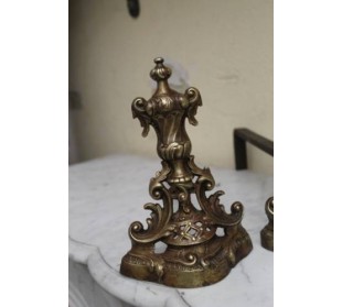 051 COPPIA DI ALARI PER CAMINETTO D' EPOCA FINE OTTOCENTO 2