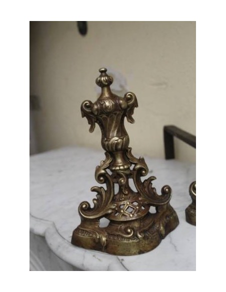 051 COPPIA DI ALARI PER CAMINETTO D' EPOCA FINE OTTOCENTO