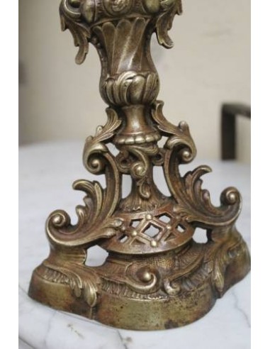 051 COPPIA DI ALARI PER CAMINETTO D' EPOCA FINE...