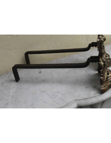 051 COPPIA DI ALARI PER CAMINETTO D' EPOCA FINE...