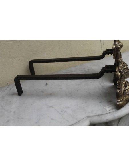 051 COPPIA DI ALARI PER CAMINETTO D' EPOCA FINE OTTOCENTO