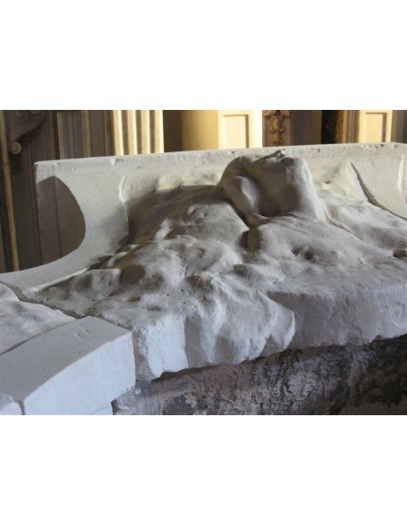 904 ART NOUVEAU-STYLE STONE FIREPLACE MANTEL SIGNED “PELISSE”