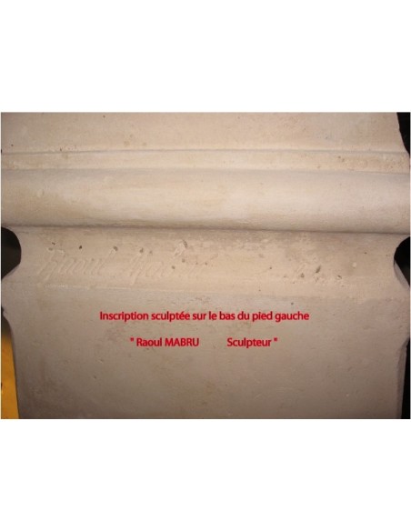 904 ART NOUVEAU-STYLE STONE FIREPLACE MANTEL SIGNED “PELISSE”