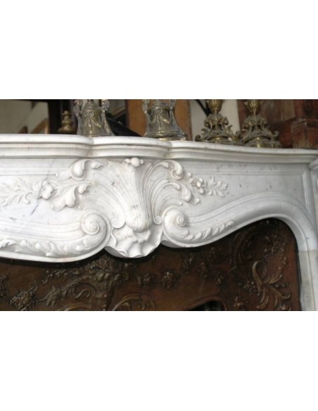 624 ANTIQUE "LIBERTY" WHITE MARBLE FIREPLACES WITH FLORAL DECORATIONS