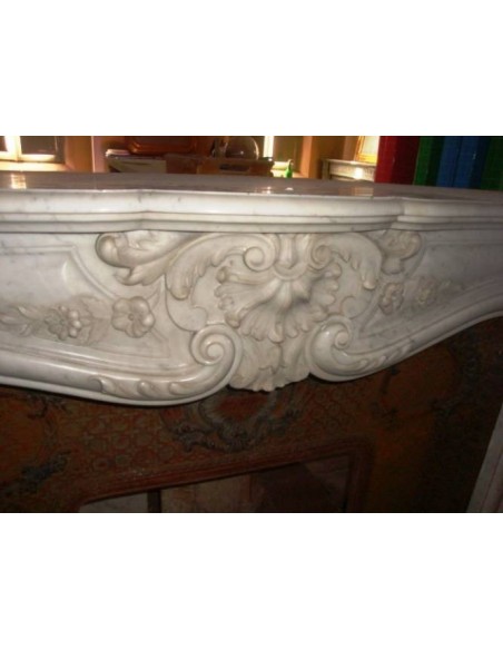 624 ANTIQUE "LIBERTY" WHITE MARBLE FIREPLACES WITH FLORAL DECORATIONS