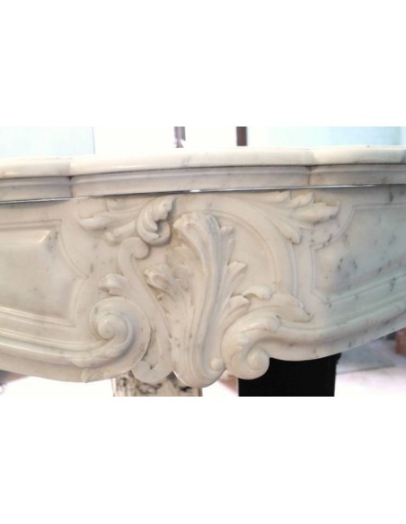 624 ANTIQUE "LIBERTY" WHITE MARBLE FIREPLACES WITH FLORAL DECORATIONS