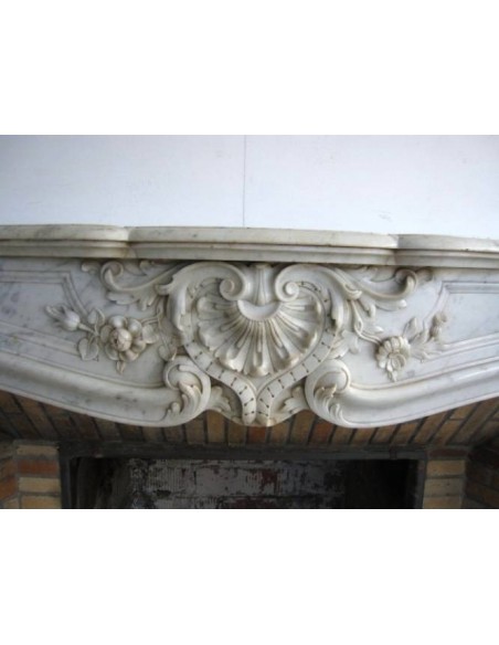624 ANTIQUE "LIBERTY" WHITE MARBLE FIREPLACES WITH FLORAL DECORATIONS